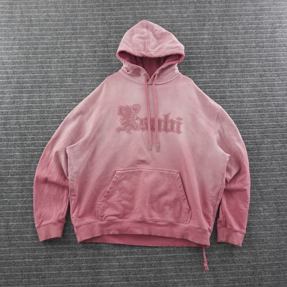 Ksubi Hoodie Mens XL Pink Faded Graphic Logo Oversized Sweatshirt